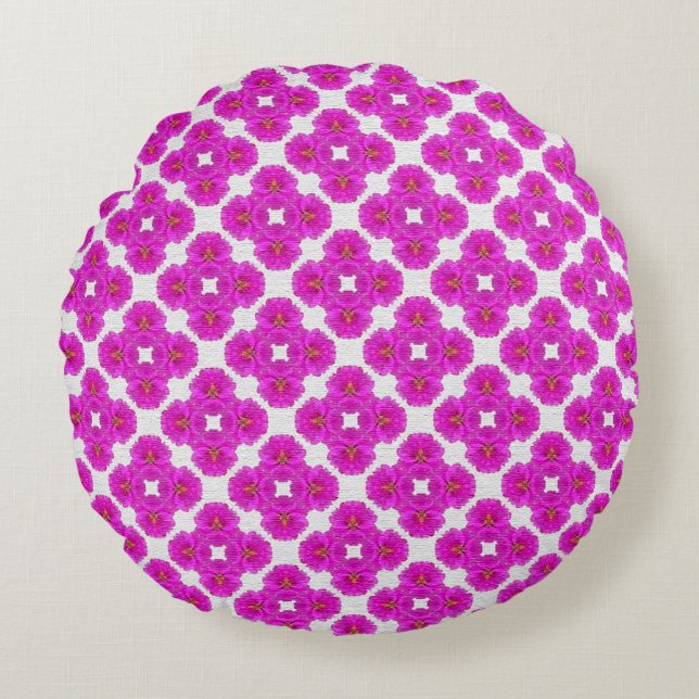 MVB Retro Mexican Moss Flower Pink Round Pillow (Front)