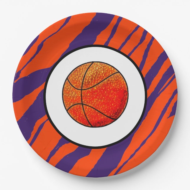 MVB Tiger Stripes Design- Basketball Paper Plates (Front)