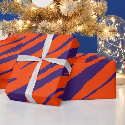 MVB Tiger Stripes Design- Orange &amp; Purple Wrapping Paper