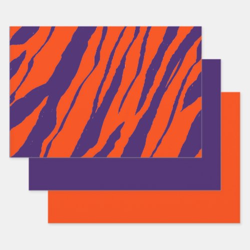 MVB Tiger Stripes Design_ Orange  Purple Wrapping Paper Sheets