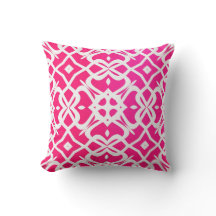 MVB X Pattern Throw Pillow- Hot pink and White