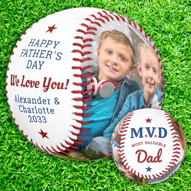 MVD - Most Valuable Dad - Custom 2 Photo Baseball (Creator Uploaded)