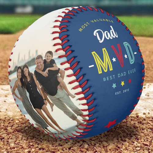 MVD _ Most Valuable Dad Custom 2 Photo Keepsake Baseball