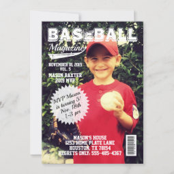 Mvp All-star Baseball Magazine Cover Birthday Invitation 