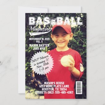 MVP All-Star Baseball Magazine Cover Birthday Invitation | Zazzle