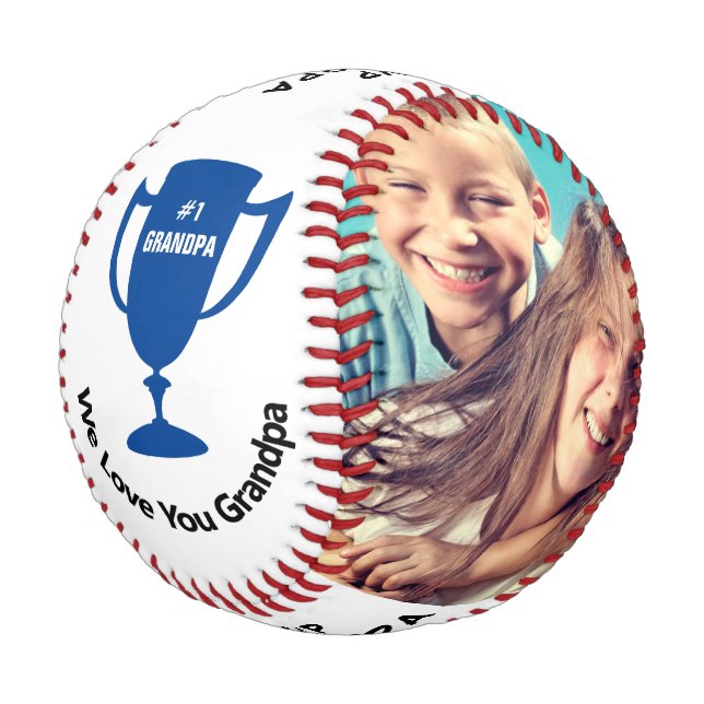 MVP Best Ever Grandpa Personalized Photos Baseball (Angled)