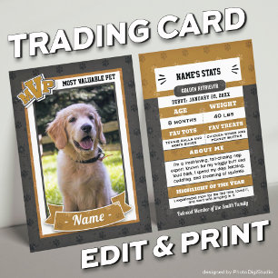 MVP Custom Pet Trading Cards Fun Dog Trading Card