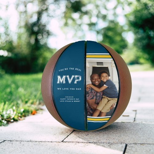 MVP Dad  Blue  Gold Fathers Day Basketball