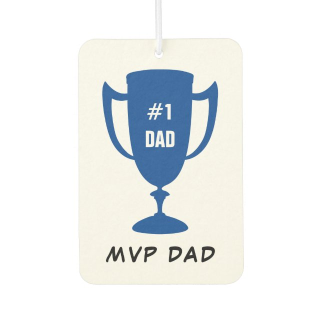 MVP Dad Blue Trophy Personalized Photo Air Freshener (Front)