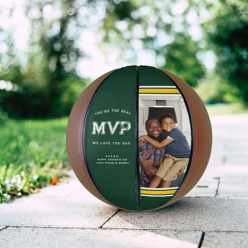 MVP Dad  Green  Gold Fathers Day Basketball