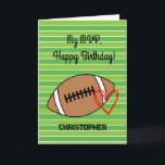 MVP Football Birthday  Card<br><div class="desc">A personalized football birthday card for your MVP - most valuable player! Features a football and heart on the front with a place for their name. The inside has a football pun birthday message which can also be personalized if wanted. A unique personalized football birthday card for him.</div>