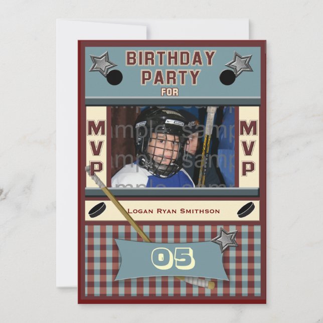 MVP Hockey Birthday Party Invitation (Front)
