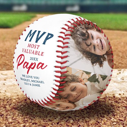 MVP Most Valuable Papa Two Photo Custom Baseball