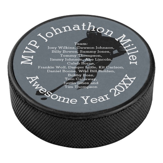 MVP Personalize with Name or Nickname & Team Names Hockey Puck (3/4)