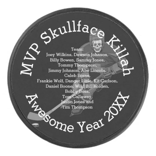 MVP Personalize with Name or Nickname & Team Names Hockey Puck Zazzle