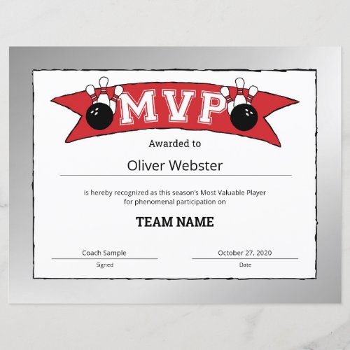 MVP Player _ MVP Certificates Bowling Certificate