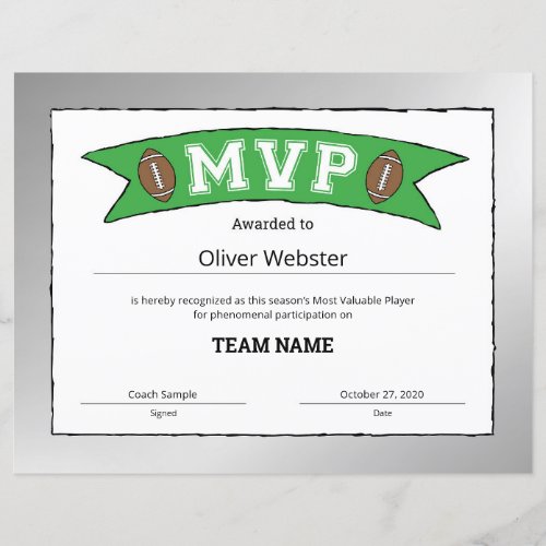 MVP Player _ MVP Certificates Football Certificate