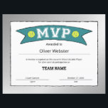MVP Player - MVP Certificates - Tennis Certificate<br><div class="desc">Albert Einstein once said, “strive not to be a success, but rather to be of value. Our Tennis Team MVP - MVP Player - MVP Certificates - Tennis Certificates was made with these sentiments in mind. Celebrate the tennis MVPs on your team with our Tennis Team MVP - MVP Player...</div>