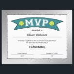 MVP Player - MVP Certificates - Tennis Certificate<br><div class="desc">Albert Einstein once said, “strive not to be a success, but rather to be of value. Our Tennis Team MVP - MVP Player - MVP Certificates - Tennis Certificates was made with these sentiments in mind. Celebrate the tennis MVPs on your team with our Tennis Team MVP - MVP Player...</div>