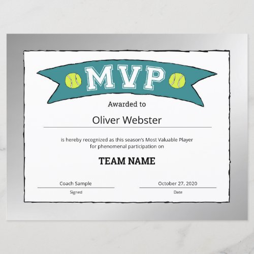MVP Player _ MVP Certificates _ Tennis Certificate