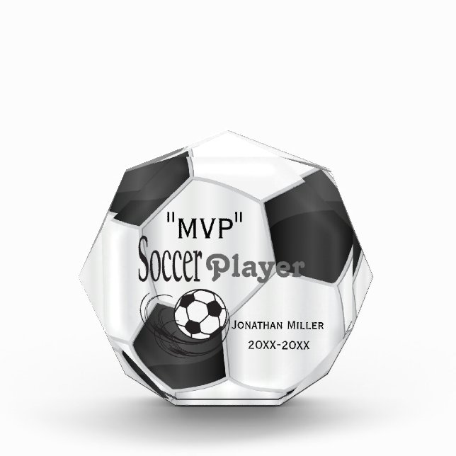 MVP Soccer Player | DIY Text | Dark Blue Acrylic Award (Front)