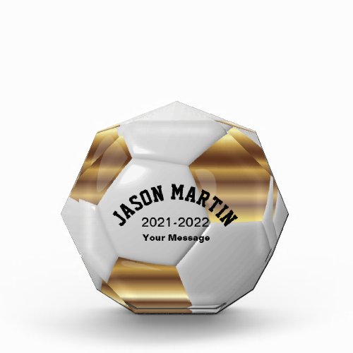 MVP Soccer Player  DIY Text  Gold Acrylic Award