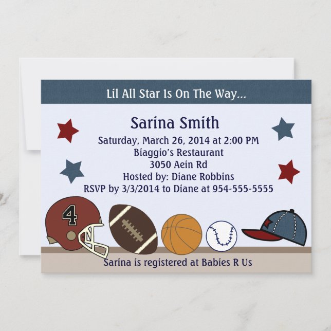 MVP/Sports2 Baby Shower/Birthday Party Invitations (Front)
