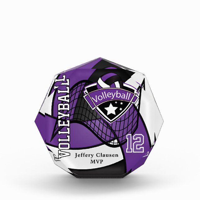 MVP Volleyball Player | DIY Text - Purple Acrylic Award (Front)