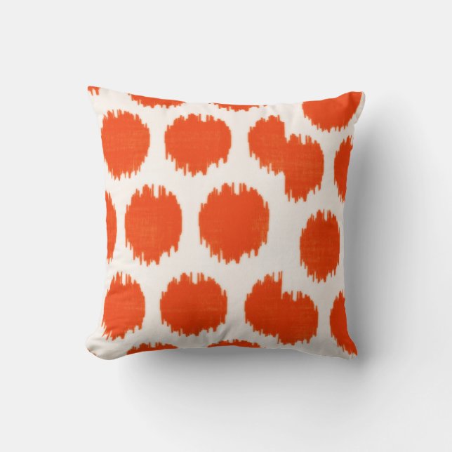 MW Ikat Dots, Orange Sq Throw Pillow (Front)