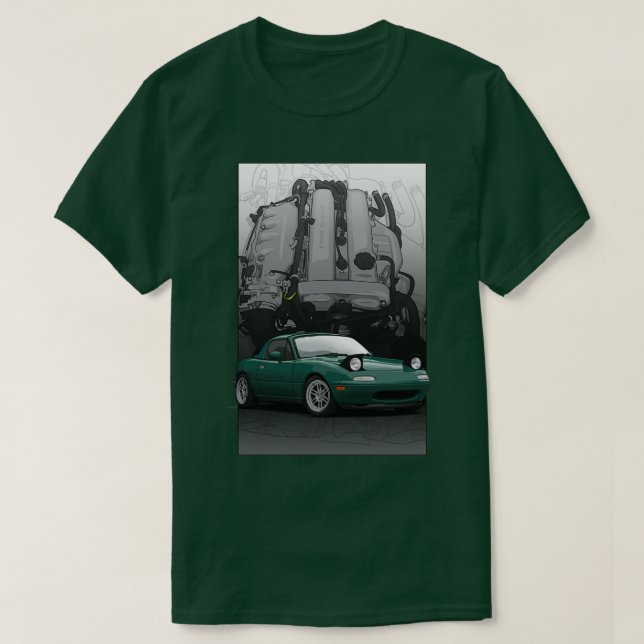 Mx5 Miata NA MK1 illustration with BP18 engine T-Shirt (Design Front)