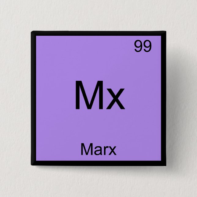 Mx - Marx Funny Element Chemistry Symbol T-Shirt Pinback Button (Front)