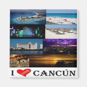 MX - Mexico - Cancun - I Love - Collage Magnet