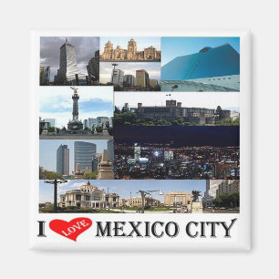 MX MEXICO CITY - I Love Mosaic Collage - Fridge Magnet