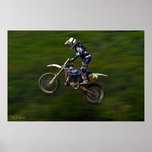 MX motocross racer getting big air Poster (Front)