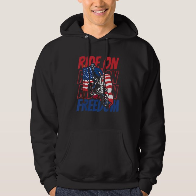 Mx Motocross Us Flag Bike Biker - Dirt Biking 4th  Hoodie (Front)