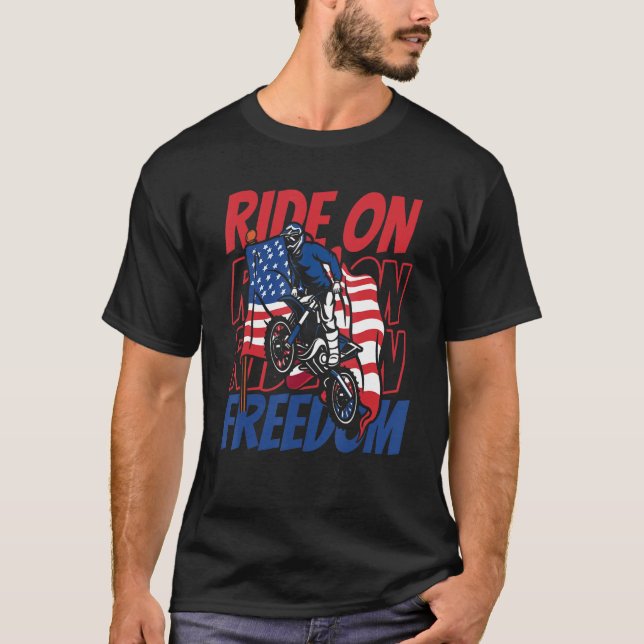 Mx Motocross Us Flag Bike Biker - Dirt Biking 4th  T-Shirt (Front)