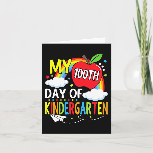 My 100th Day Of Kindergarten Students Kids Child 1 Card (Front)