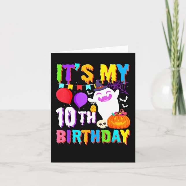 My 10th Birthday Gifts Ghost Pumpkin Halloween Cos Card (Front)