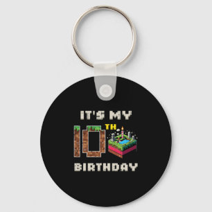 My 10th Birthday Pixel Game 10 Cake Gamer Boys Kid Keychain