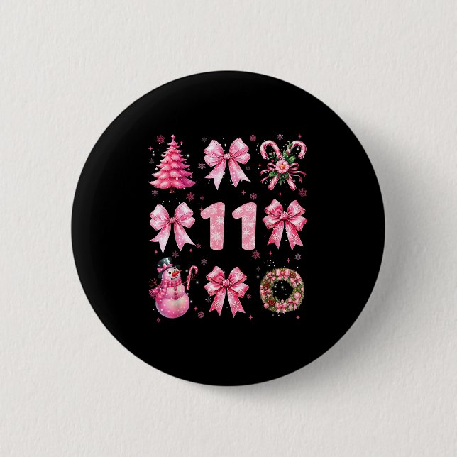 My 11th Birthday Nk Santa Coquette Snowman 11 Year Button (Front)