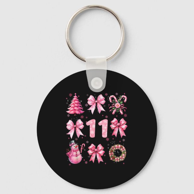 My 11th Birthday Nk Santa Coquette Snowman 11 Year Keychain (Front)