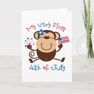My 1st 4th Girl Monkey Card