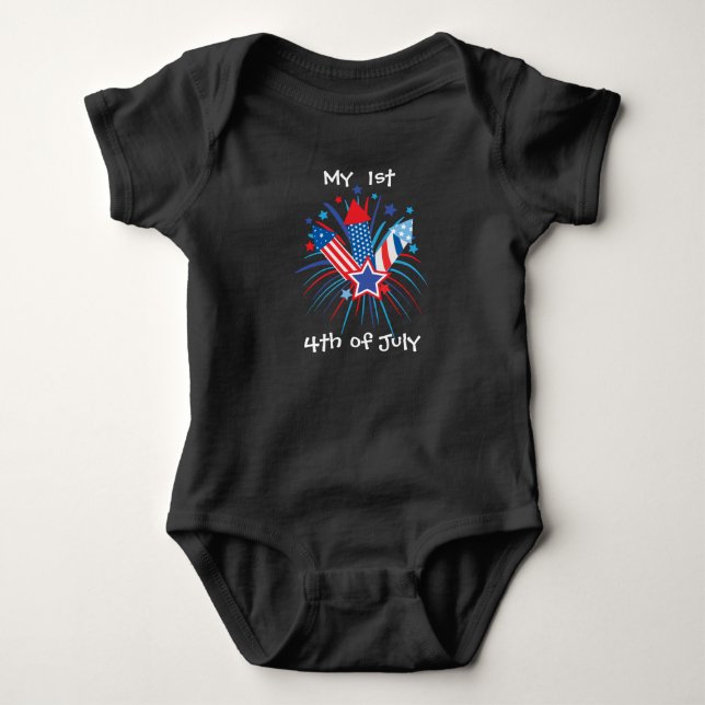 My 1st 4th of July patriotic fireworks Baby Bodysuit (Front)