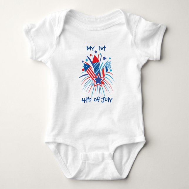 My 1st 4th of July patriotic fireworks T-Shirt Baby Bodysuit (Front)