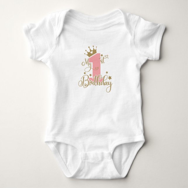 My 1st Birthday Baby Girl Bodysuit (Front)