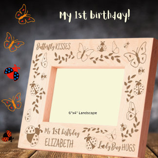 My 1st Birthday Buttefly-Ladybug Personalized 6x4 Engraved Frames