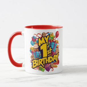 My 1st Birthday Cookies Cake And Balloons  Mug