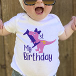 My 1st Birthday Girl Dinosaur T-Shirt<br><div class="desc">Celebrate your baby girl's 1st Birthday with this cute dinosaur t-shirt! The design features a baby t-rex and number 1.</div>