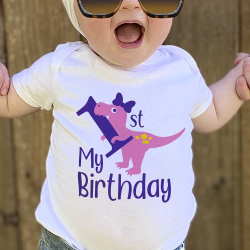 My 1st Birthday Girl Dinosaur T_Shirt