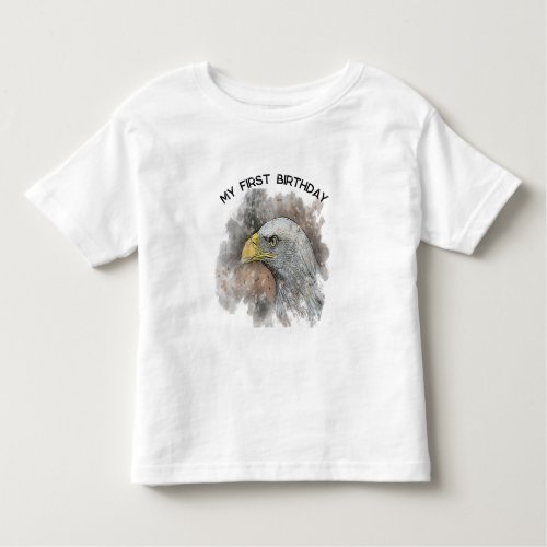 My 1st Birthday water color drawing eagle Toddler T_shirt